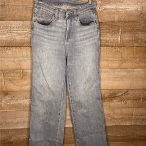 LL bean high waisted flare Women's Jeans frayed bottoms size 2